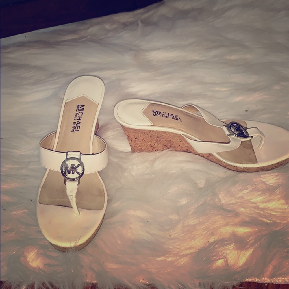 White Michael Kore Wedges.